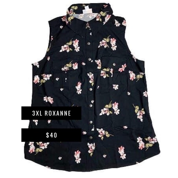 LuLaRoe Roxanne Snap Tank Sleeveless Black Floral 3XL NWT - Picture 1 of 9